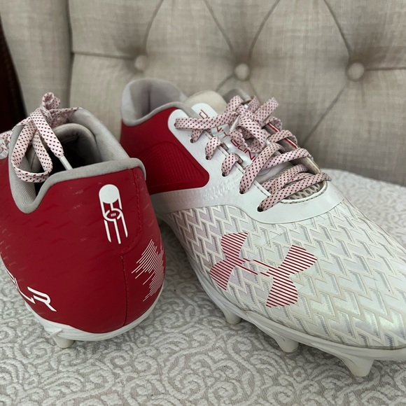 UNDER ARMOUR UA BLUR LUX Lacrosse / Football Cleats Flex White Red NEW Mens 9 - Picture 2 of 5